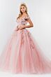 Elizabeth K GL1969 Floral Applique Bodice Cold-Shoulder Sweet 16 Dress