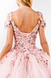 Elizabeth K GL1969 Floral Applique Bodice Cold-Shoulder Sweet 16 Dress