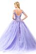 Elizabeth K GL1969 Floral Applique Bodice Cold-Shoulder Sweet 16 Dress