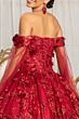 Elizabeth K GL1970 Detachable Sleeve Sweetheart Neck Quinceanera Gown