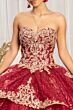 Elizabeth K GL1987 Strapless Tiered Skirt Quinceanera Gown