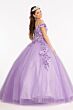 Elizabeth K GL1988 Floral Applique Cold-Shoulder Sweet 16 Dress