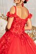 Elizabeth K GL1988 Floral Applique Cold-Shoulder Sweet 16 Dress