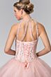 Elizabeth K GL2348 Strappy Back Sheer Halter Neck Sweet 16 Gown
