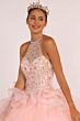 Elizabeth K GL2512 Sheer Halter Neck Beaded Bodice Sweet 16 Gown