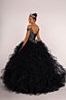 Elizabeth K GL2516 Beaded Cold-Shoulder Ruffle Skirt Sweet 16 Gown