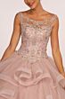 Elizabeth K GL2517 Ruffle Skirt Scoop Neck Sweet 16 Gown