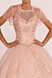 Elizabeth K GL2600 Beaded Halter Neck Sheer Bolero Sweet 16 Gown