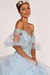 Elizabeth K GL2601 Ruffle Skirt Puff Sleeve Sweet 16 Gown