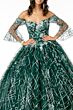 Elizabeth K GL2911 Off-The-Shoulder Bell Sleeve Sweet 16 Gown