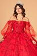 Elizabeth K GL3071 Puff Sleeve Back Bow Quinceanera Dress