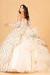 Elizabeth K GL3072 Gauntlet Sleeve Bow Ruffle Back Quinceanera Dress