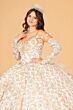 Elizabeth K GL3072 Gauntlet Sleeve Bow Ruffle Back Quinceanera Dress