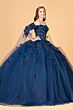 Elizabeth K GL3075 Off-The-Shoulder Sheer Streamer Quinceanera Gown