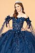 Elizabeth K GL3075 Off-The-Shoulder Sheer Streamer Quinceanera Gown