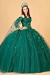 Elizabeth K GL3075 Off-The-Shoulder Sheer Streamer Quinceanera Gown