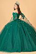 Elizabeth K GL3075 Off-The-Shoulder Sheer Streamer Quinceanera Gown