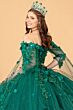Elizabeth K GL3075 Off-The-Shoulder Sheer Streamer Quinceanera Gown