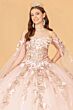 Elizabeth K GL3075 Off-The-Shoulder Sheer Streamer Quinceanera Gown