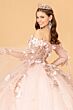 Elizabeth K GL3075 Off-The-Shoulder Sheer Streamer Quinceanera Gown