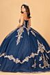 Elizabeth K GL3078 Sheer Cape Embroidered Strapless Sweet 16 Dress