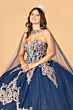 Elizabeth K GL3078 Sheer Cape Embroidered Strapless Sweet 16 Dress