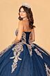 Elizabeth K GL3078 Sheer Cape Embroidered Strapless Sweet 16 Dress