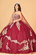 Elizabeth K GL3078 Sheer Cape Embroidered Strapless Sweet 16 Dress