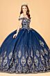 Elizabeth K GL3079 Glitter Off-The-Shoulder Basque Waist Sweet 16 Gown