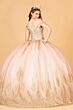 Elizabeth K GL3079 Glitter Off-The-Shoulder Basque Waist Sweet 16 Gown
