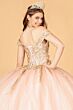 Elizabeth K GL3079 Glitter Off-The-Shoulder Basque Waist Sweet 16 Gown