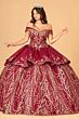 Elizabeth K GL3098 2-Way Skirt Satin Peplum Quinceanera Gown