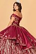 Elizabeth K GL3098 2-Way Skirt Satin Peplum Quinceanera Gown