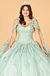 Elizabeth K GL3099 Cold-Shoulder Streamer Embroidered Quinceanera Gown