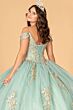 Elizabeth K GL3100 V-Neck Cold Shoulder Quinceanera Gown