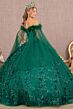 Elizabeth K GL3101 Feather Off-The-Shoulder Neck Quinceanera Gown