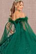 Elizabeth K GL3101 Feather Off-The-Shoulder Neck Quinceanera Gown