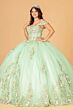 Elizabeth K GL3102 Applique Hem Off-The-Shoulder Quinceanera Gown