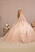 Elizabeth K GL3104 Sheer Cape Butterfly Applique Quince Gown
