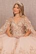 Elizabeth K GL3104 Sheer Cape Butterfly Applique Quince Gown