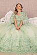 Elizabeth K GL3104 Sheer Cape Butterfly Applique Quince Gown