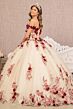 Elizabeth K GL3105 Floral Sweetheart Neck Off-The-Shoulder Quince Gown
