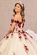 Elizabeth K GL3105 Floral Sweetheart Neck Off-The-Shoulder Quince Gown
