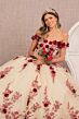 Elizabeth K GL3105 Floral Sweetheart Neck Off-The-Shoulder Quince Gown