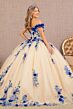 Elizabeth K GL3105 Floral Sweetheart Neck Off-The-Shoulder Quince Gown