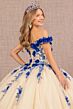 Elizabeth K GL3105 Floral Sweetheart Neck Off-The-Shoulder Quince Gown