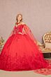 Elizabeth K GL3110 Sheer Cape Off The Shoulder Quinceanera Dress
