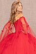 Elizabeth K GL3110 Sheer Cape Off The Shoulder Quinceanera Dress