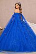 Elizabeth K GL3111 Long Cape Sleeve Off The Shoulder Quinceanera Dress