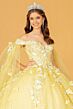 Elizabeth K GL3111 Long Cape Sleeve Off The Shoulder Quinceanera Dress